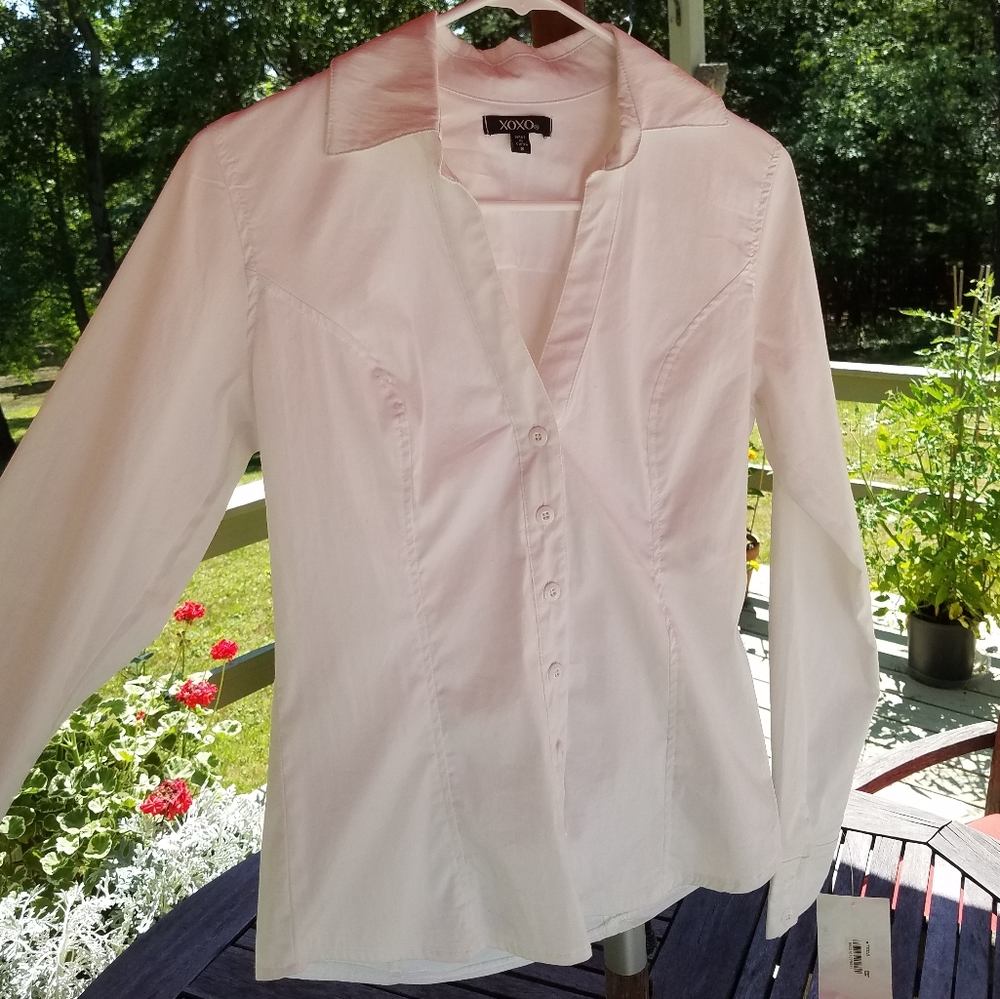 Fitted white button down shirt (womens small)